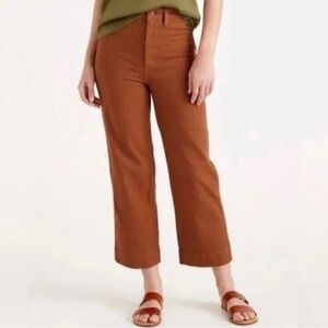 Quince Cotton Twill Wide Leg Crop Pant Rust Brown Size 29
